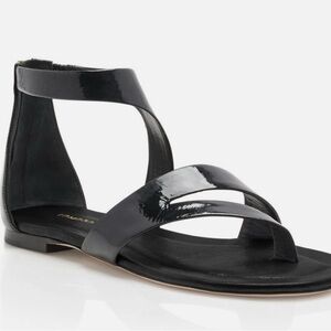 Tamara Mellon Stride Flat Gladiator Black Sandal, Patent‎ Leather 38/US 8 Box